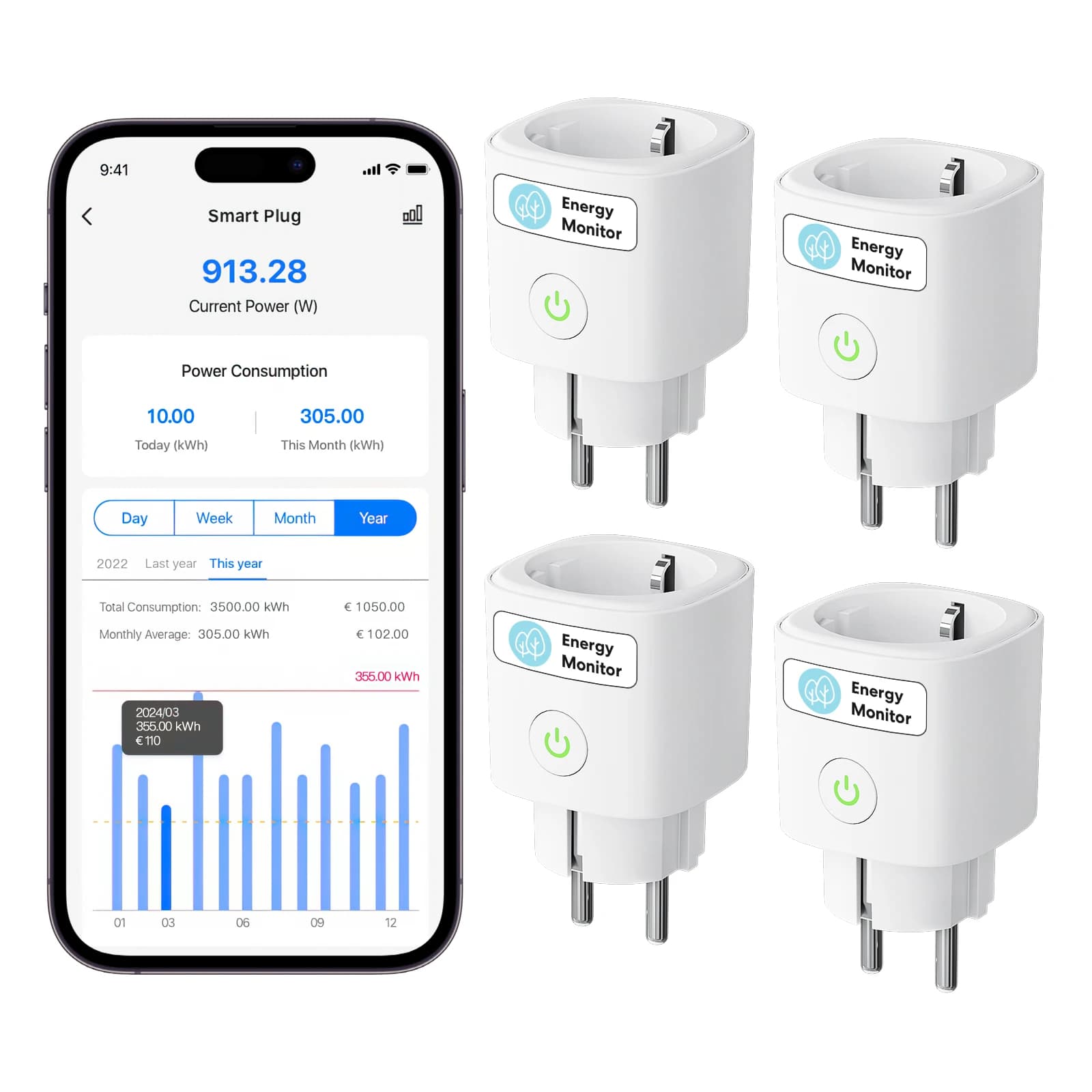 Meross Matter Smart WiFi Plug with Energy Monitoring