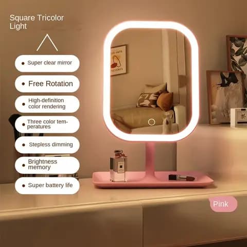 Pink desktop balloon LED vanity mirror