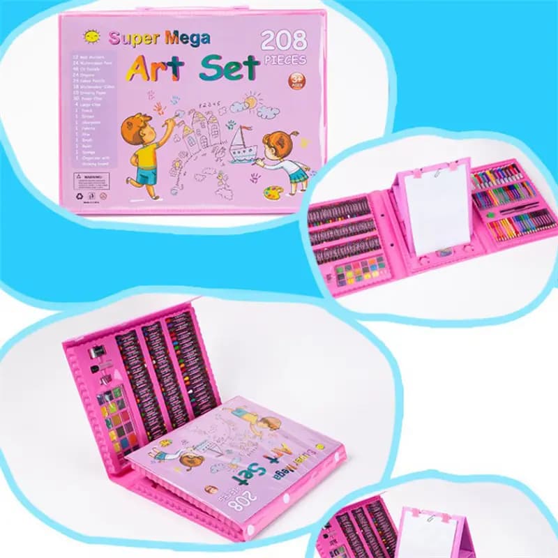 Kids art set with trifold easel and sketch pad