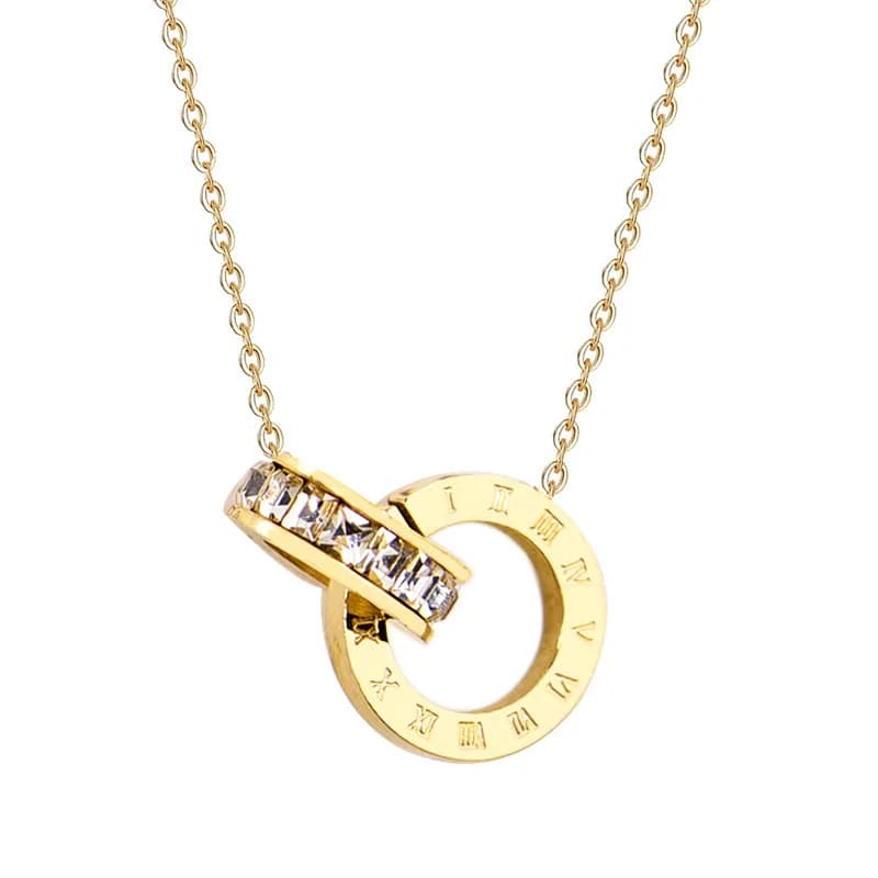 Roman numeral crystal pendant necklace