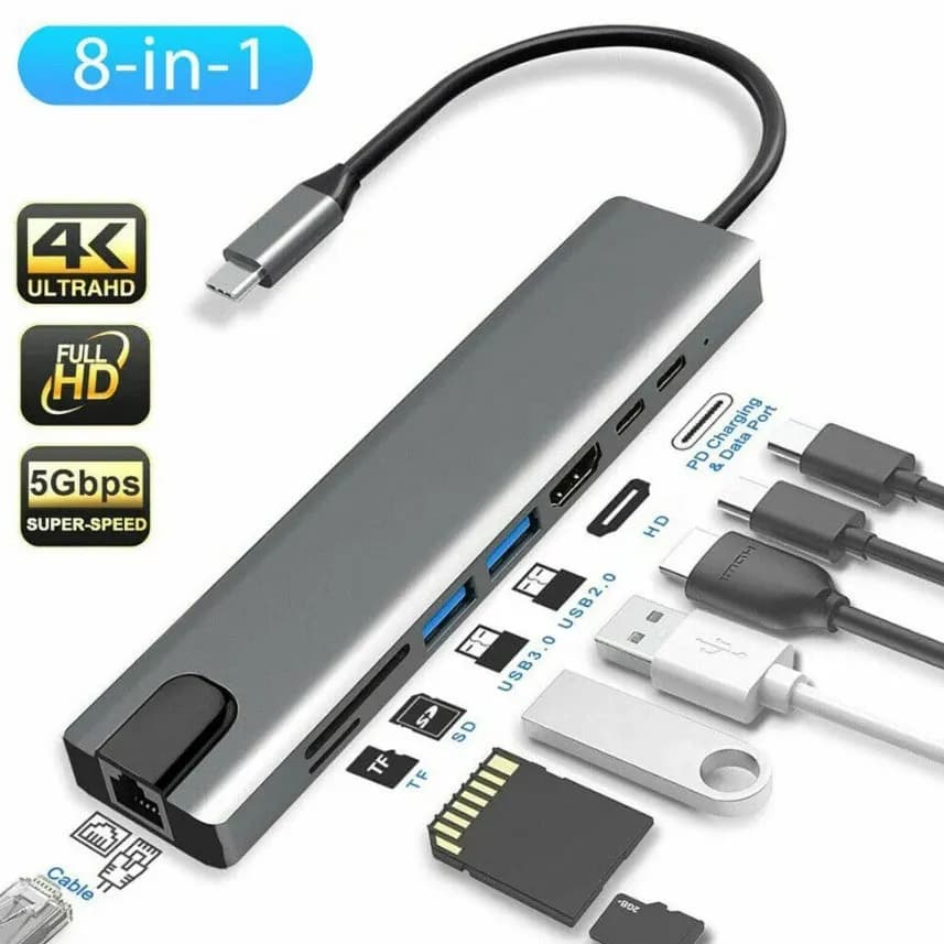 6-in-1 USB-C hub with HDMI and card reader