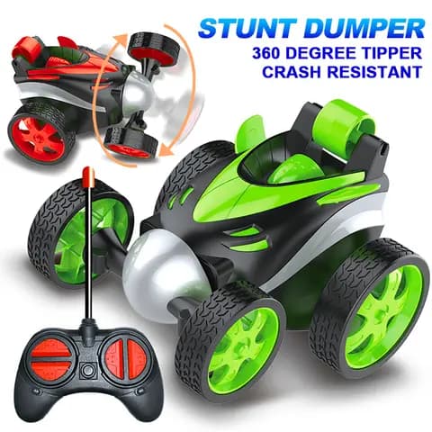 Remote control stunt car that flips and rolls