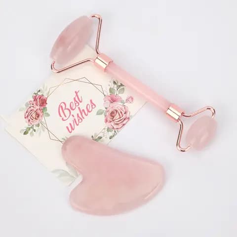 Natural Jade Face Roller and Gua Sha Scraper Set
