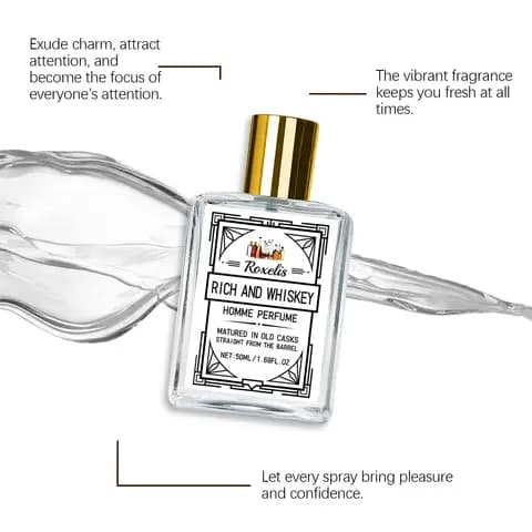 ROXELIS Rich & Whisky men's perfume 50ml bottle