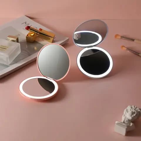 Mini foldable 2-sided LED cosmetics lamp mirror